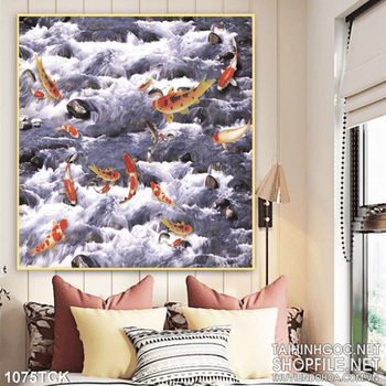 Tranh cá chép bơi ngược dòng