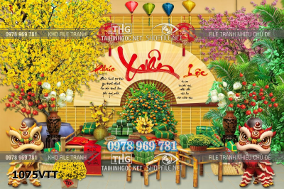 File tranh psd tách lớp tranh tết năm mới mừng xuân 1075VTT