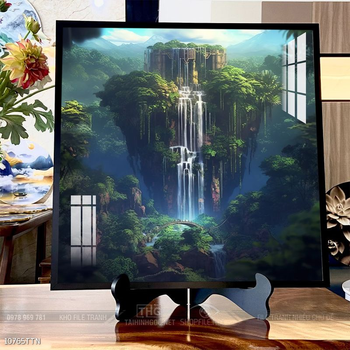 Tranh phon thủy sông, núi và mặt trời