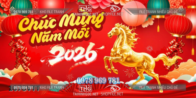 File tranh background phông nền tết chúc mừng năm mới 2026 ngựa vàng 1078VTT