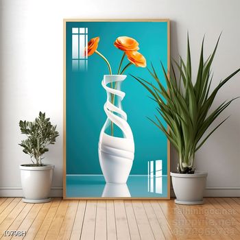 File tranh bình hoa đẹp decor tường nhà trang trí