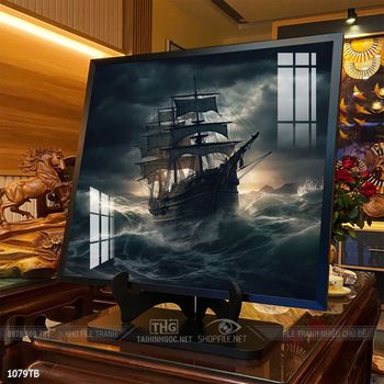 Tranh thuyền buồm vàng phong thủy đẹp