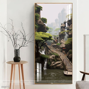 Tranh phong thủy phong cảnh thác nước thiên nhiên