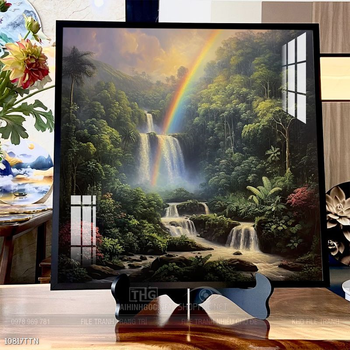 Tranh phon thủy sông, núi và mặt trời