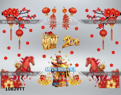 File tranh decal dán kính năm bính ngọ 2026 thần tài 1082VTT