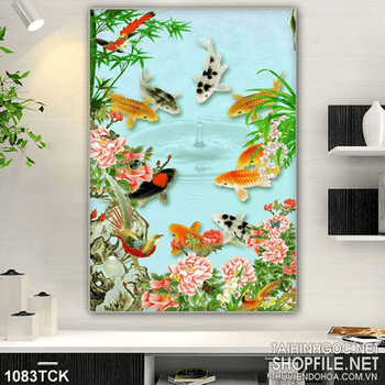 Tranh cá chép và giọt nước uv