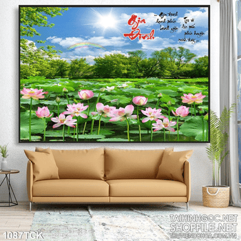 Tranh  gia đinh hoa sen ngập tràn ấn tượng