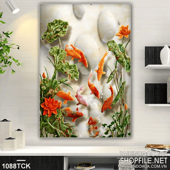 Tranh giả ngọc cá chép 3d in uv