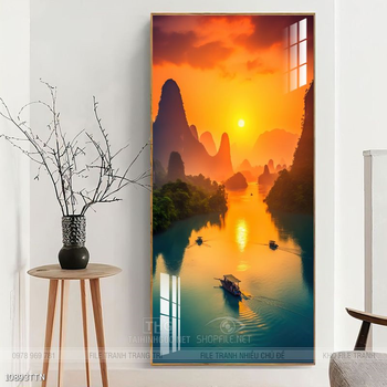 Tranh phong thủy phong cảnh thác nước thiên nhiên