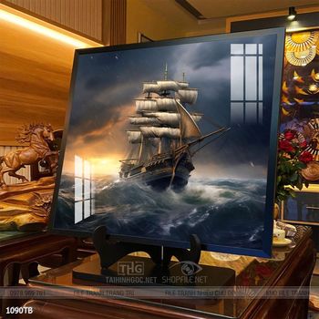 Tranh thuyền buồm vàng phong thủy đẹp