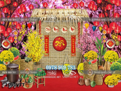 File tranh tết năm mới background chụp hình tết phông tết đón xuân 1091VTT