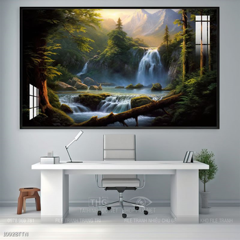 Tranh phong thủy phong cảnh thác nước thiên nhiên