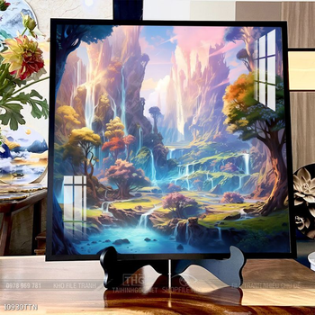 Tranh phon thủy sông, núi và mặt trời