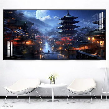 Tranh phon thủy sông, núi và mặt trời