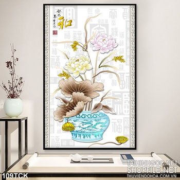 Tranh hoa sen, cá chép nghệ thuật