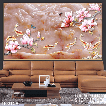 Tranh giả ngọc và cá chép mạ vàng