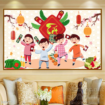 Phông nền em bé vui vẻ đón xuân mới