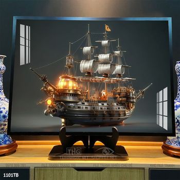 Tranh thuyền buồm vàng phong thủy đẹp