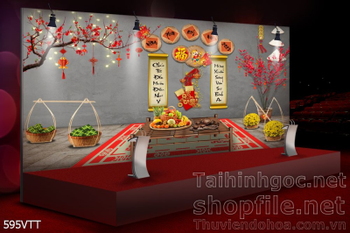 Background mâm ngũ quả đón Tết nguyên đán