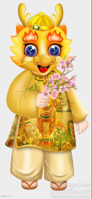 File PSD cô rồng cầm bông hoa nhỏ