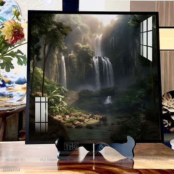 Tranh phon thủy sông, núi và mặt trời