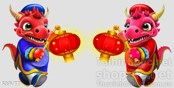 File PSD cặp rồng đỏ mặc áo dài mừng đón Tết