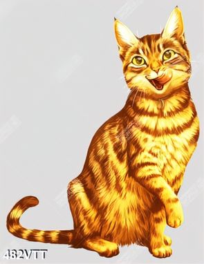 Tranh mèo vằn đáng yêu file gốc