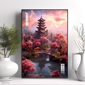 Tranh phong thủy phong cảnh thác nước thiên nhiên