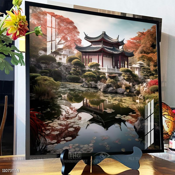 Tranh phon thủy sông, núi và mặt trời