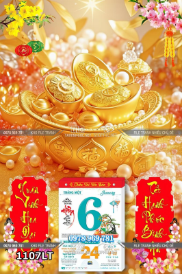 File tranh psd lịch tiền vàng đủ đầy 1107LT