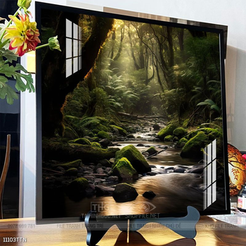 Tranh phon thủy sông, núi và mặt trời