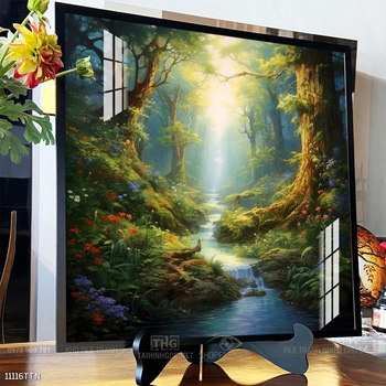 Tranh phon thủy sông, núi và mặt trời