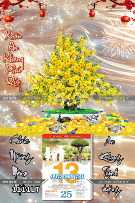 File lịch tết chậu bonsai mai vàng an khang phú quý 1111LT