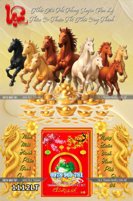 File lịch tết bát mã con ngựa vàng phi nước đại mã đáo thành công 1112LT