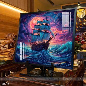 Tranh thuyền buồm vàng phong thủy đẹp