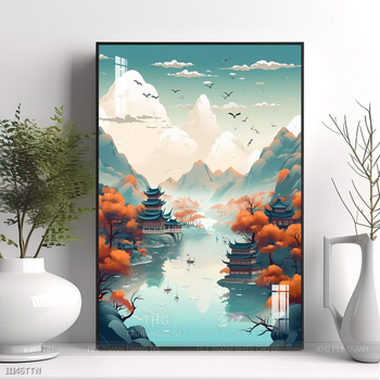 Tranh phong thủy nước non tuyệt đẹp