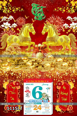 File lịch tết bloc ngựa vàng tấn tài 1115LT