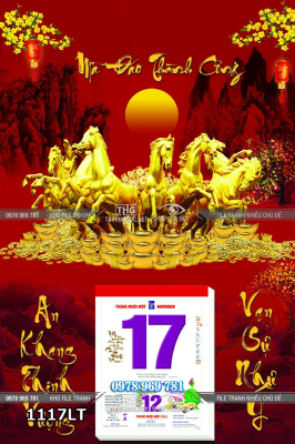 File psd tách lớp lịch tết ngựa vàng bát mã mã đáo thành công 1117LT