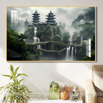 Tranh phong thủy phong cảnh thác nước thiên nhiên