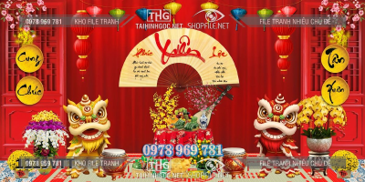 File tranh tết background phông chụp hình tết tất niên 1119VTT