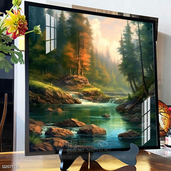 Tranh phon thủy sông, núi và mặt trời