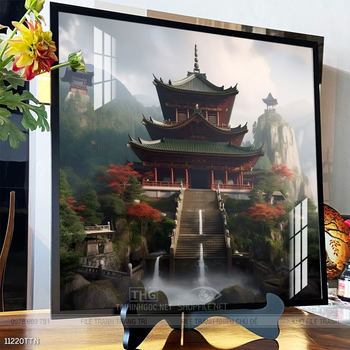 Tranh phon thủy sông, núi và mặt trời