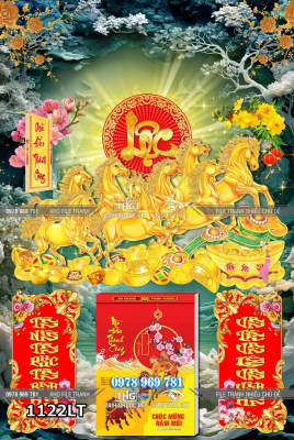 File lịch tết mã đáo thành công con ngựa vàng chữ lộc 1122LT