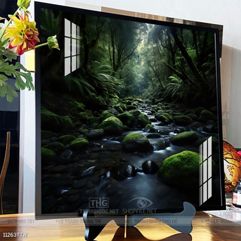 Tranh phon thủy sông, núi và mặt trời