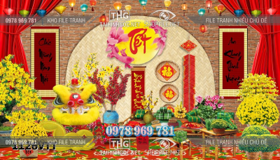 File psd tranh tết năm mới phông nền chụp hình tết décor 1126VTT