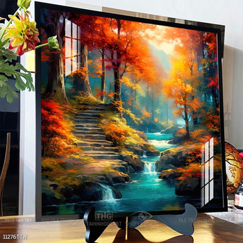 Tranh phon thủy sông, núi và mặt trời