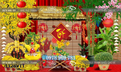 File tranh phông nền background décor tết 1128VTT