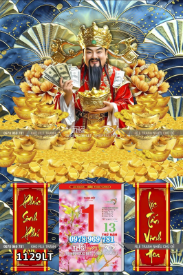 File psd tách lớp lịch tết ông thần tài tài lộc ôm vàng 1129LT