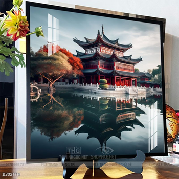 Tranh phon thủy sông, núi và mặt trời