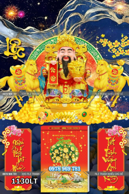 File tranh lịch tết ông thần tài cười hoan hỉ 1130LT